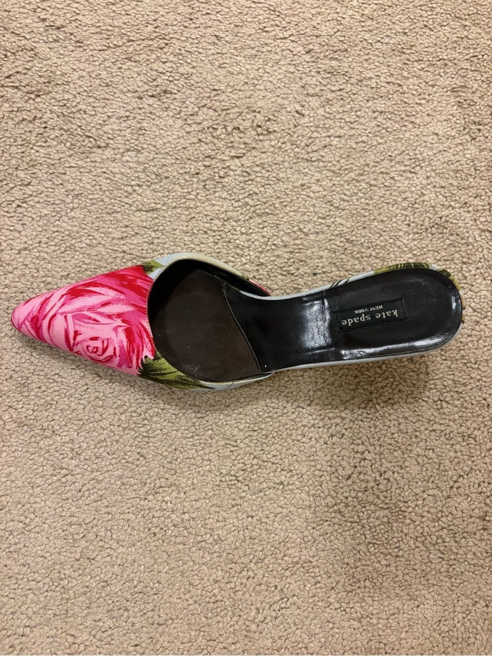 Vintage Kate Spade New York Satin Floral Print Kitten Heels Shoes Size 6 - Picture 4 of 6